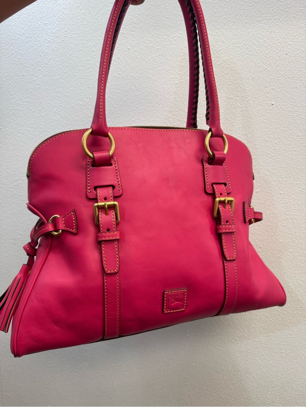 Dooney and Bourke Fuchsia Florentine Domed Buckle satchel…RARE